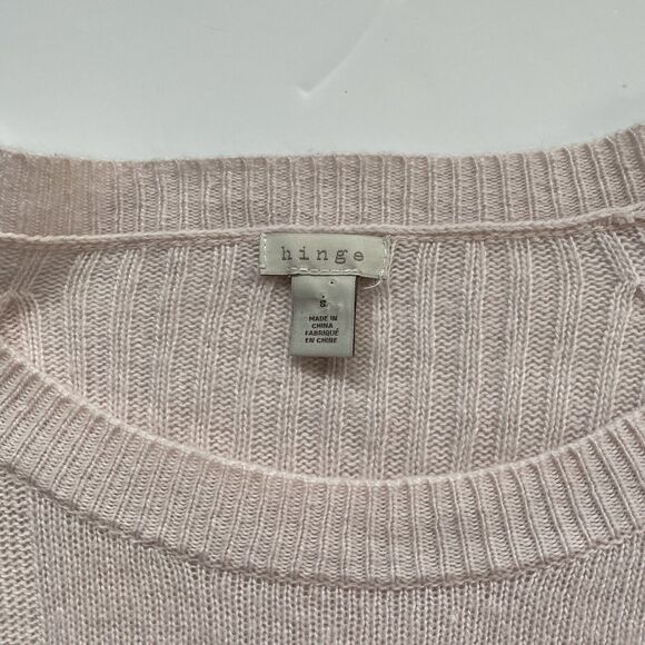 hinge Sweater Womens Small Pink Merino Wool Alpaca Blend Pullover Long Sleeved - Picture 9 of 12